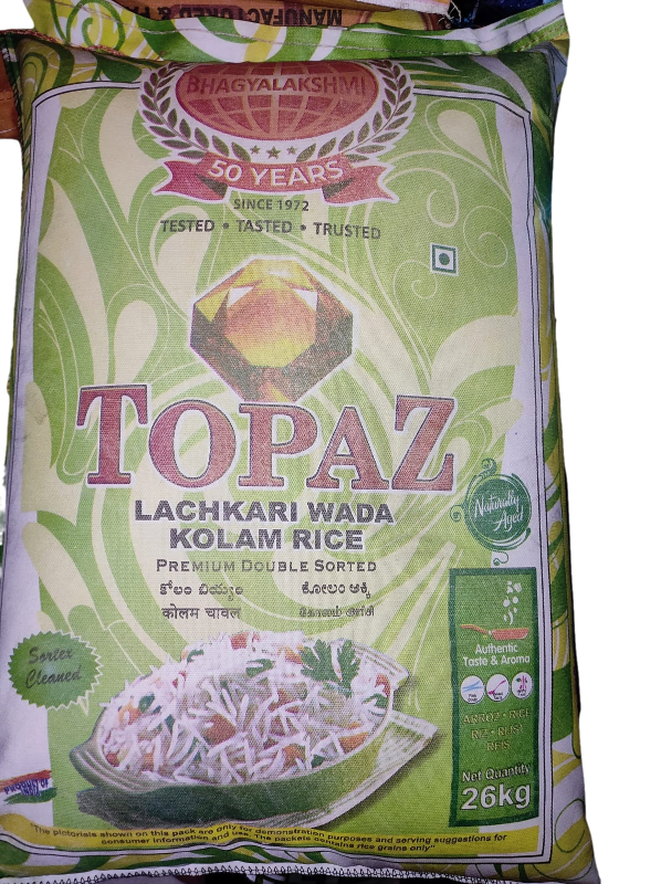 Bhagyalakshmi Topaz Lachkari Wada Kolam Rice 26KG Bag